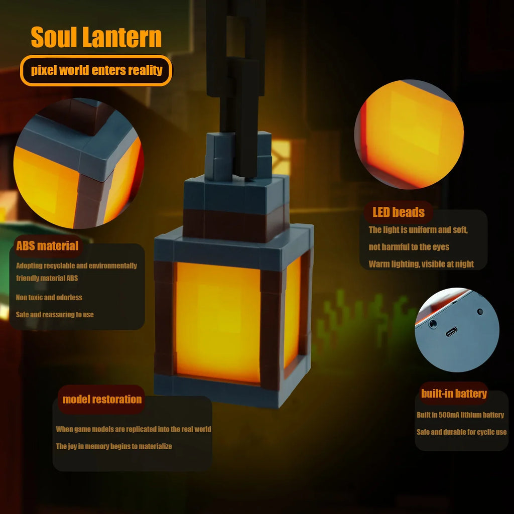 Pixel Block LED Lantern - RGB Gaming Room Decor Light