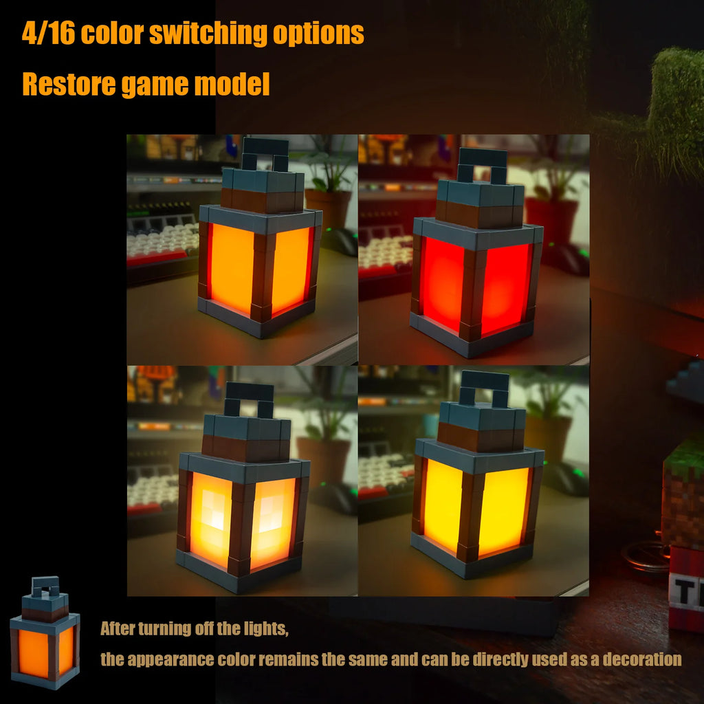 Pixel Block LED Lantern - RGB Gaming Room Decor Light