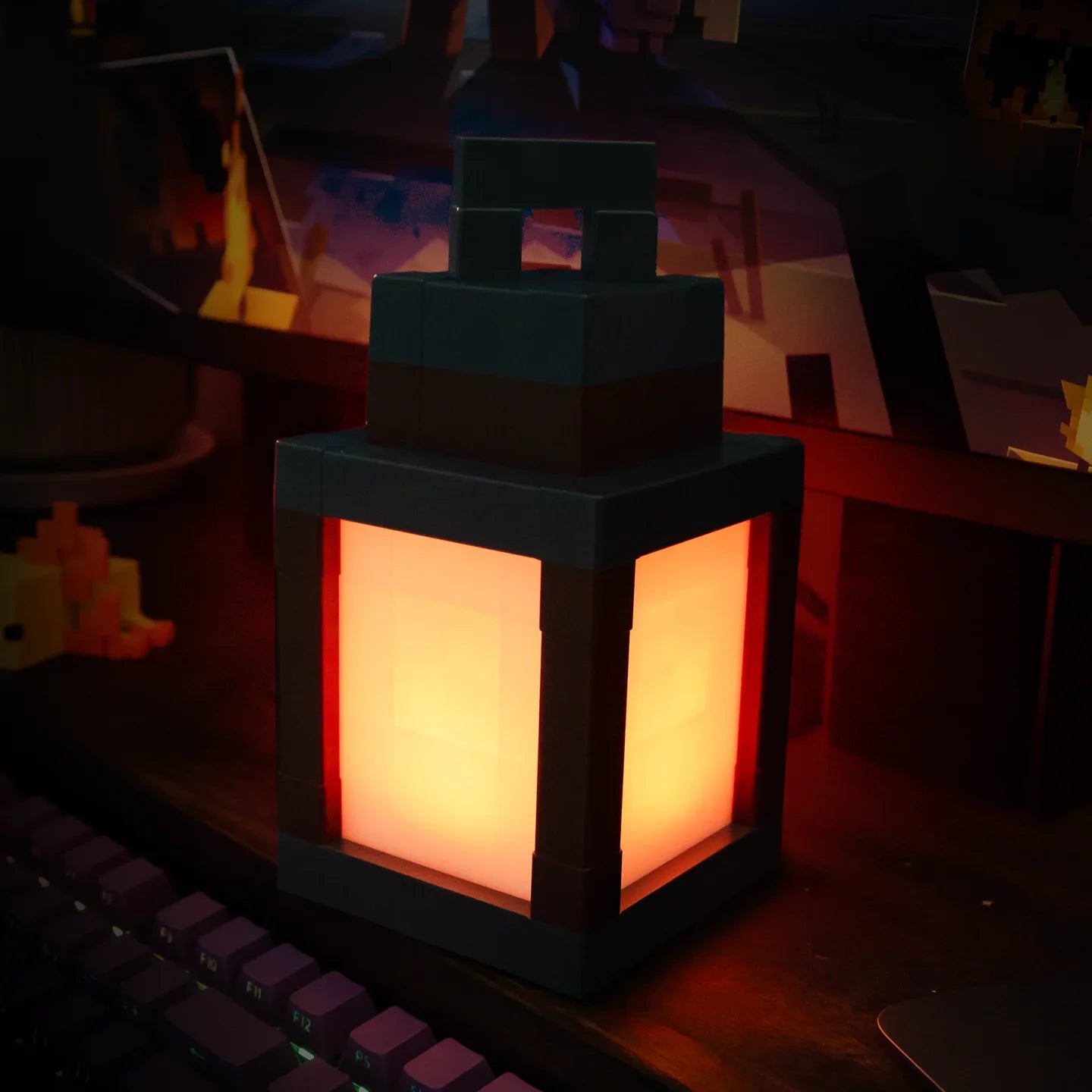 Pixel Block LED Lantern - RGB Gaming Room Decor Light