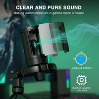 AmpliGame A2T RGB USB Gaming Microphone + Boom Arm Bundle — Complete Streaming Setup