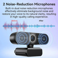 4K Webcam with Autofocus & Dual Noise-Cancelling Mic – USB Camera for Streaming, Video Calls & Gaming