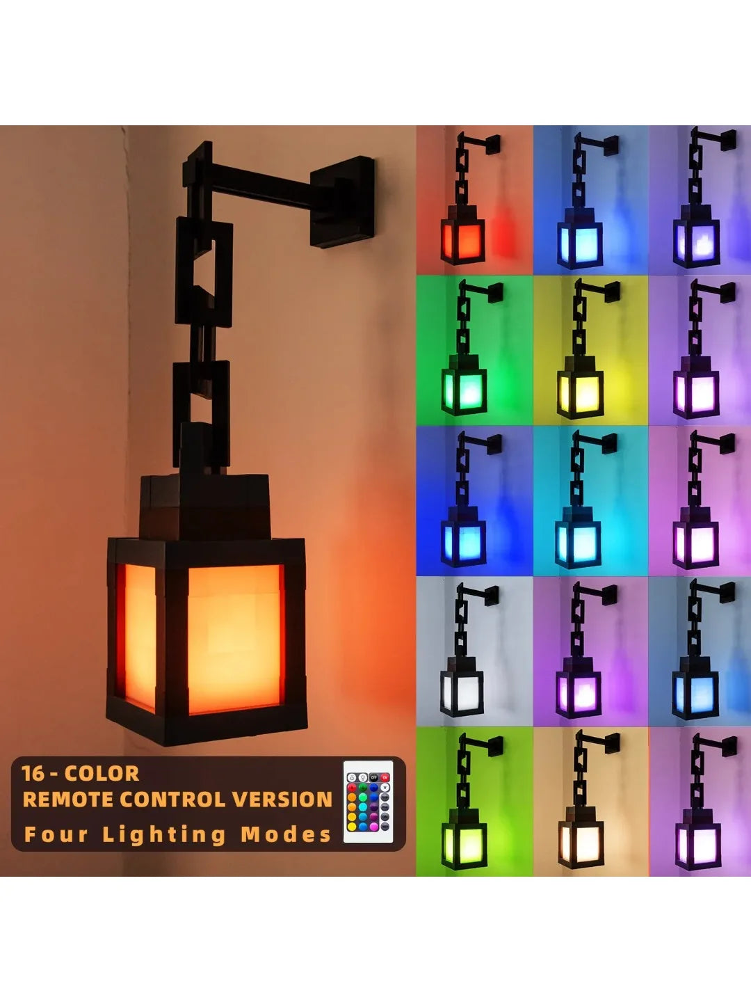 Pixel Block LED Lantern - RGB Gaming Room Decor Light