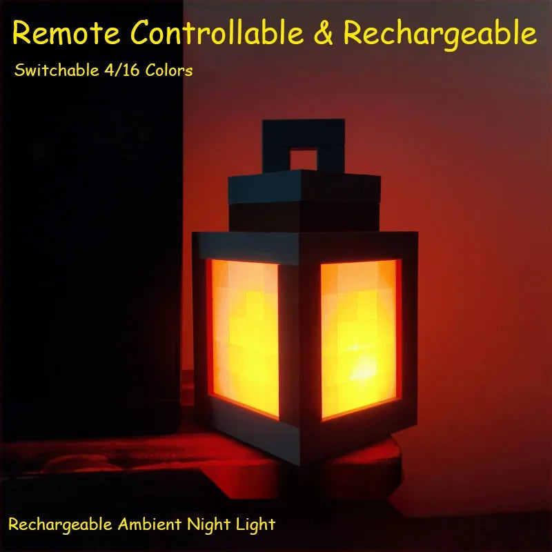 Pixel Block LED Lantern - RGB Gaming Room Decor Light