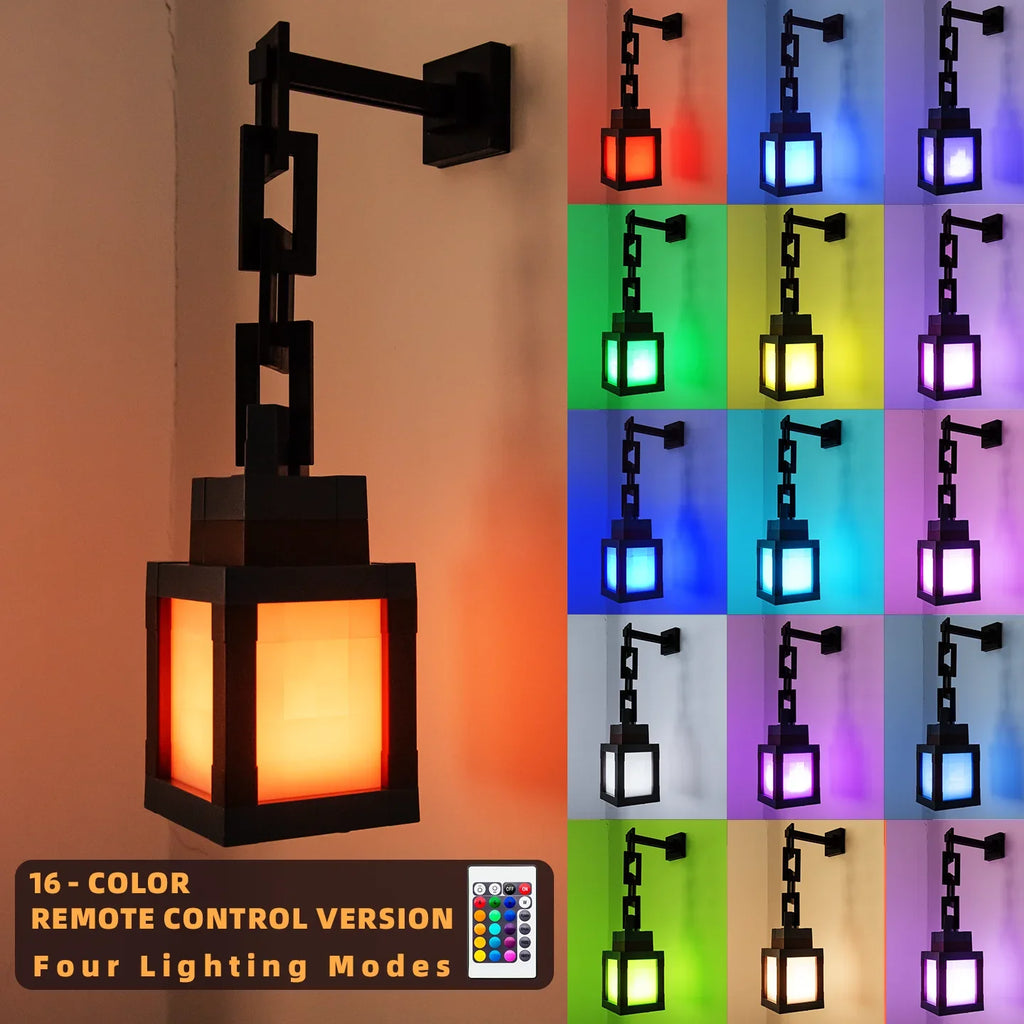 Pixel Block LED Lantern - RGB Gaming Room Decor Light