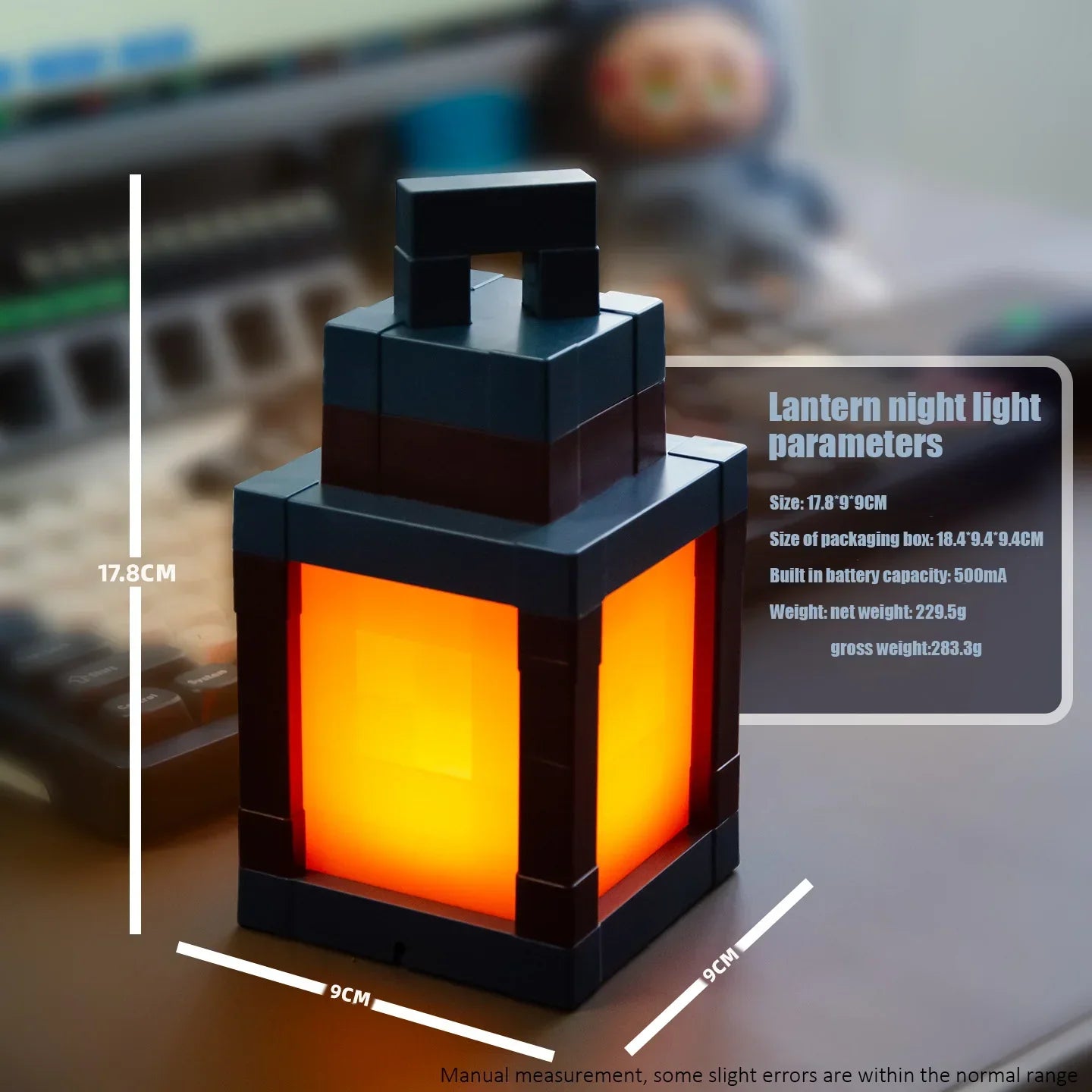 Pixel Block LED Lantern - RGB Gaming Room Decor Light